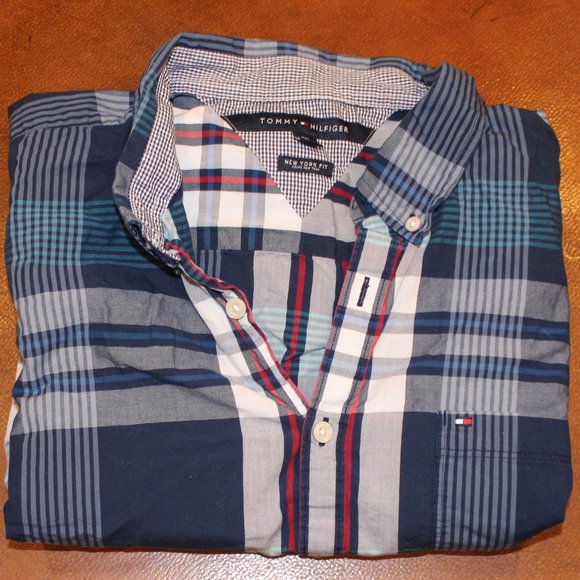 TOMMY NEW YORK FIT PLAID BUTTON DOWN XXL - Picture 2 of 3